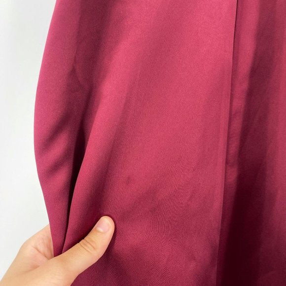 Vintage 90s Oleg Cassini Maroon Satin Formal Gown - Picture 7 of 10